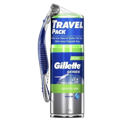 Gillette Mini Gel 70g and Gillette Sensor 3 Disposable Razor