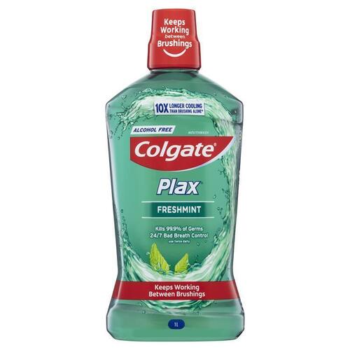 Colgate Plax Alcohol Free Antibacterial Mouthwash Freshmint 1L