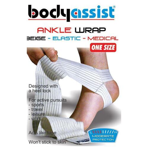 BodyAssist Elastic Ankle Wrap/Anchor Beige