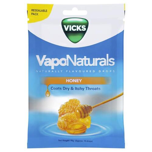 Vicks VapoNaturals Honey Throat Lozenges 19 Drops in Resealable Bag