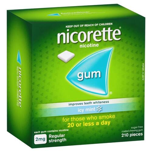 Nicorette Quit Smoking Regular Strength Nicotine Gum Icy Mint 210 Pack