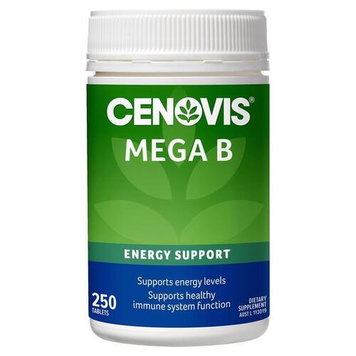 Cenovis Mega Vitamin B with Biotin, B3, B6 + B12 for Energy - 250 Tablets