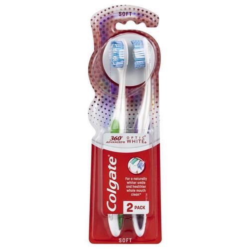 Colgate 360 Optic White Platinum Toothbrush Soft Value 2-Pack