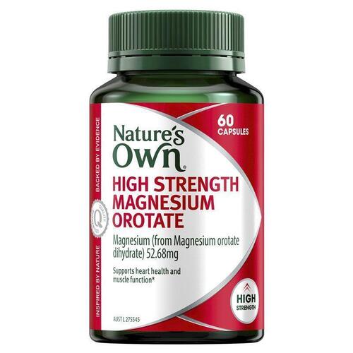 Nature's Own Magnesium Orotate for Muscle Health High Strength 60 Capsules