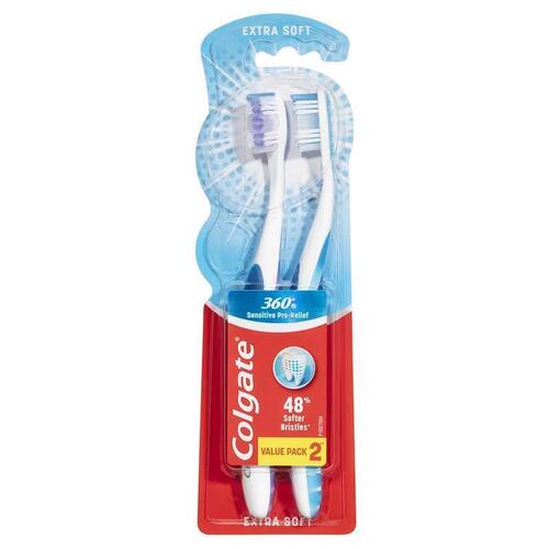 Colgate 360 Sensitive Pro-Relief Sensitive Toothbrush Extra Soft 2 Pack