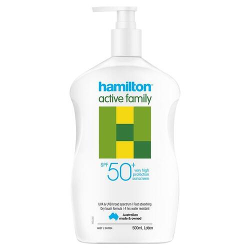 Hamilton Sun SPF 50+ Active Family Lotion 500ml