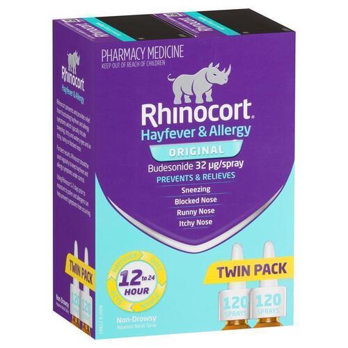 Rhinocort Original Hayfever & Allergy Nasal Spray 120 Sprays x 2 Pack