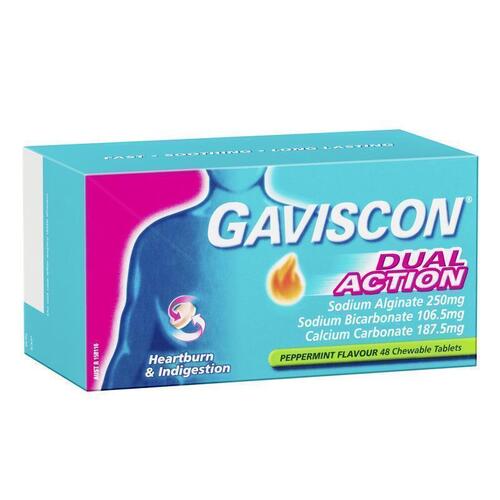 Gaviscon Dual Action Tablets for Heartburn and Indigestion 48 Pack