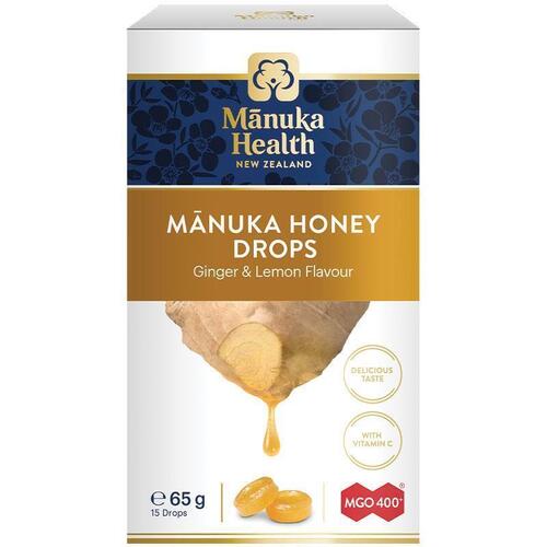 Manuka Health Manuka Honey Drops Lemon & Ginger 15 Pack 65g