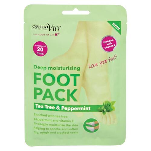 Derma V10 Moisturising Foot Mask Tea Tree & Peppermint