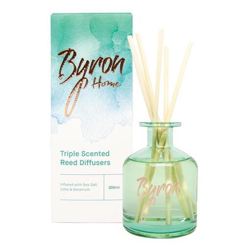 Byron Home Triple Scented Reed Diffuser Sea salt, Lime & Geranium 200ml