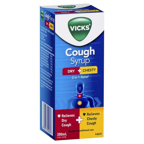 Vicks Cough Syrup Dry + Chesty 200ml