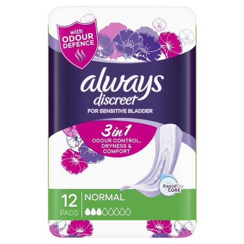 Always Discreet Pad Level 3 12 Pack for Bladder Leaks