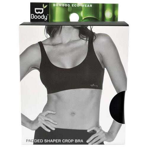 Boody Padded Shaper Crop Bra Black Large