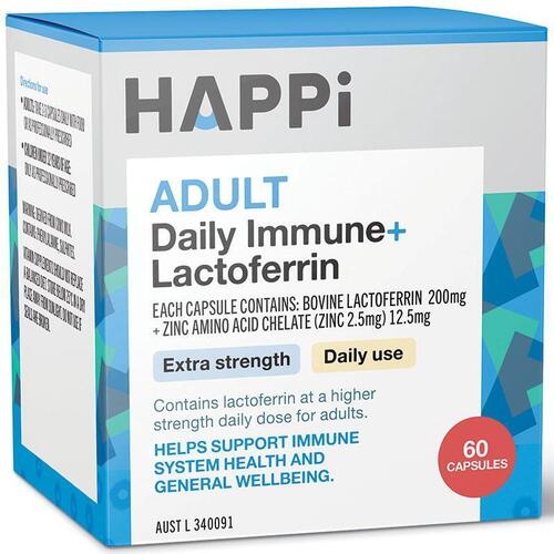 Happi Adults Daily Immune + Lactoferrin 60 Capsules Online Only