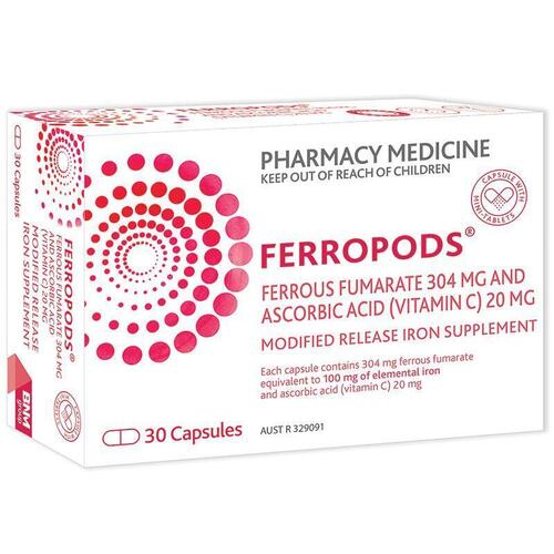 Ferropods Iron & Vitamin C 30 Capsules