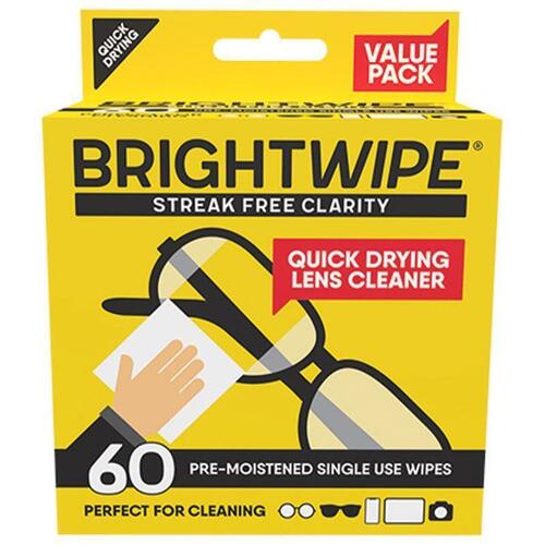 BrightWipe Lens Cleaning Wipes 60 Pack