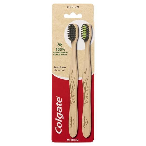 Colgate Toothbrush Bamboo Medium 2 Pack