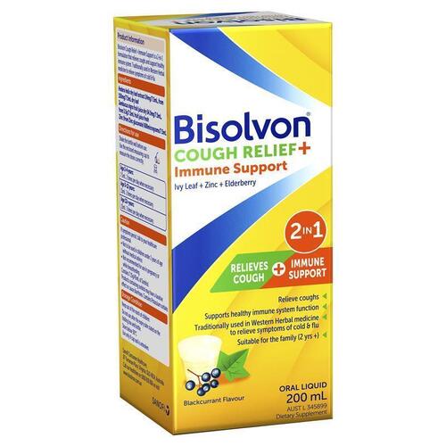 Bisolvon Cough Relief + Immune Support Cough Syrup for Kids + Adults 200mL