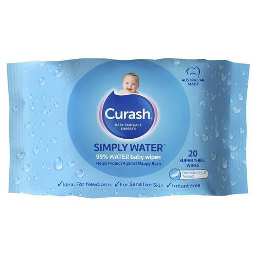 Curash Simply Water Wipes 20 Pack