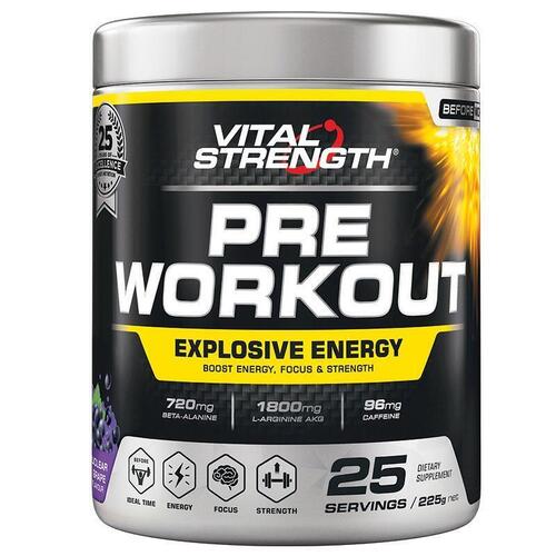 VitalStrength Pre Workout Powder Nuclear Grape 225g