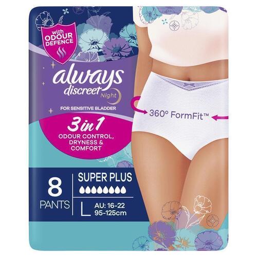 Always Discreet Night Underwear Large Pants 8 Pack