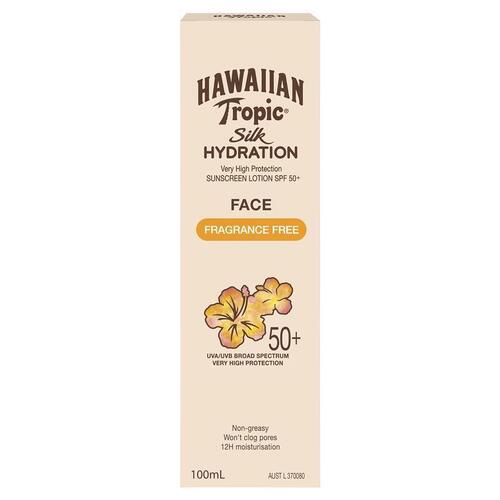 Hawaiian Tropic SPF 50+ Silk Hydration Face Fragrance Free 100ml