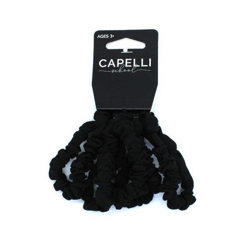 Capelli School Skinny Scrunchie Black 5 Pack