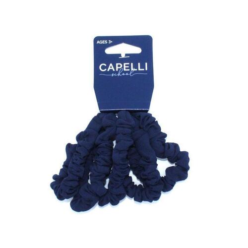 Capelli School Skinny Scrunchie Navy 5 Pack