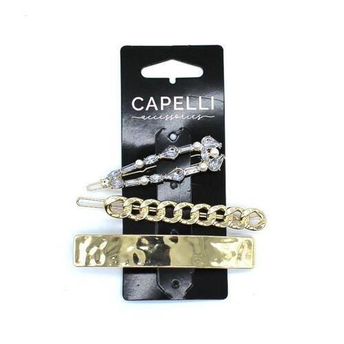 Capelli Ladies Metal Clip Gold 3 Pack