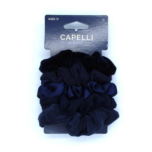 Capelli School Scrunchie Navy 5 Pack