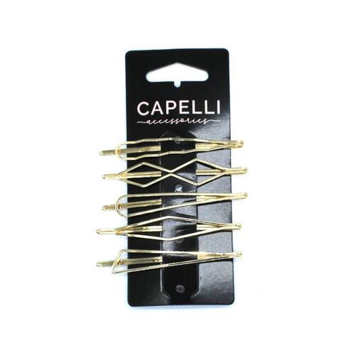 Capelli Ladies Metal Clip Gold 5 Pack