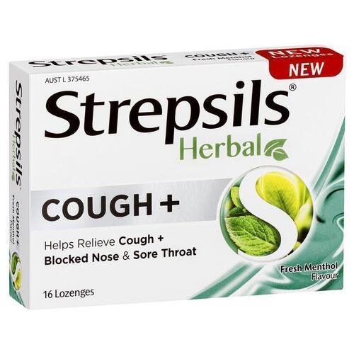 Strepsils Herbal Cough Lozenges Fresh Menthol 16 Pack