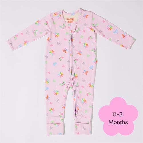 Bambi Mini Co. Wrigglesuit 0-3 Months Pink Festival Bloom