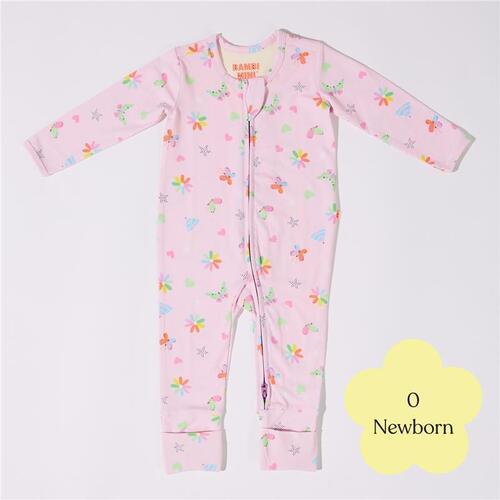 Bambi Mini Co. Wrigglesuit 0 Newborn Pink Festival Bloom