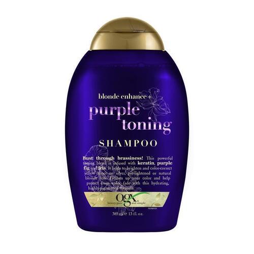 Ogx Blonde Enhance + Purple Toning Shampoo For Blonde Coloured Hair 385mL