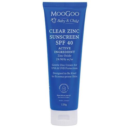 MooGoo Baby And Child Clear Zinc Sunscreen SPF40 120g