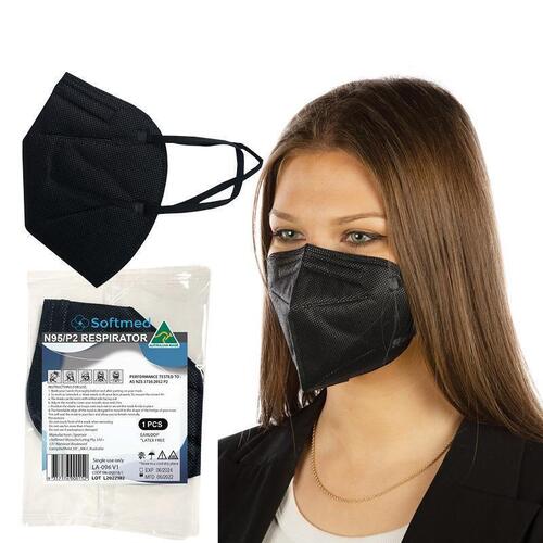 Softmed N95 Black Face Mask Single