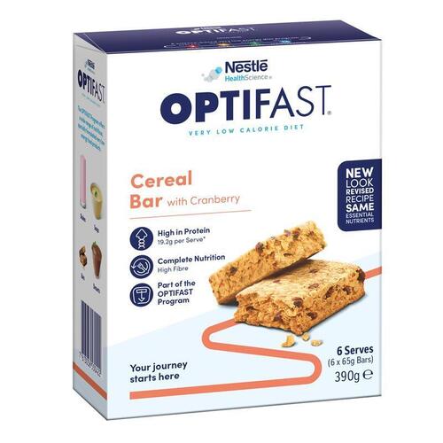 Optifast VLCD Bars Cereal 6 X 65g NEW