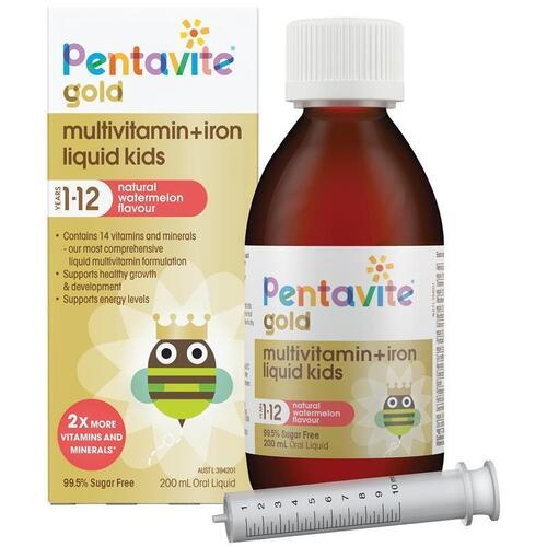 Pentavite Gold Multivitamin + Iron Liquid For Kids 200ml