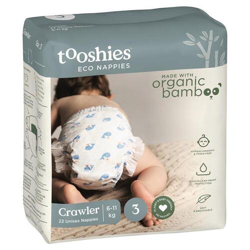 Tooshies Nappies With Organic Bamboo Size 3 Crawler 6-11kg 22 Pack