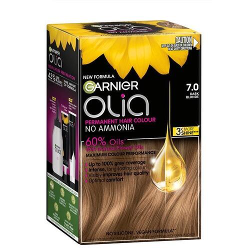 Garnier Olia 7.0 Dark Blonde Permanent Hair Colour No Ammonia 60% Oils