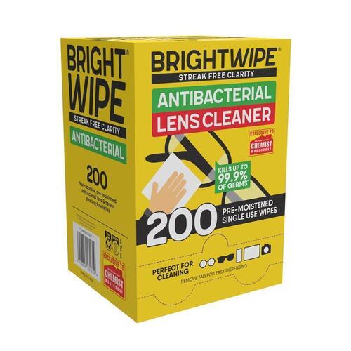 BrightWipe Lens Cleaning Wipes 200 Pack Exclusive Size