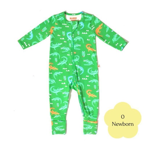 Bambi Mini Co. Wrigglesuit Boys Green Crocodile Rock 0 Newborn