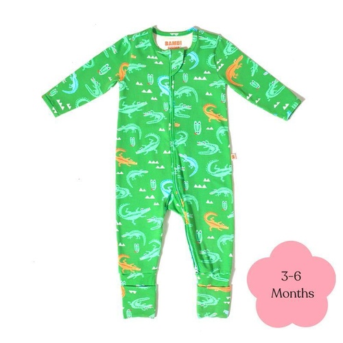 Bambi Mini Co. Wrigglesuit Boys Green Crocodile Rock 3-6