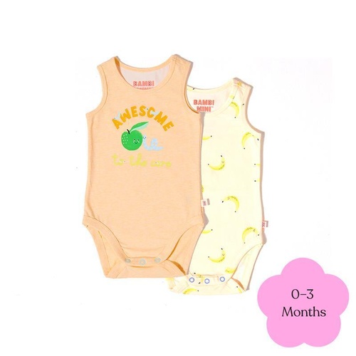 Bambi Mini Co. Supersinglet Bodysuit Unisex Orange Awesome Banana 0-3