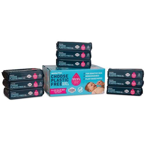 Waterful Plastic Free Baby Wipes 9x60 Pack Online Only