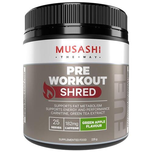 Musashi Pre Workout Shred Green Apple 225g