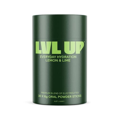 Lvl Up Everyday Hydration Sticks Lemon Lime 30 Pack