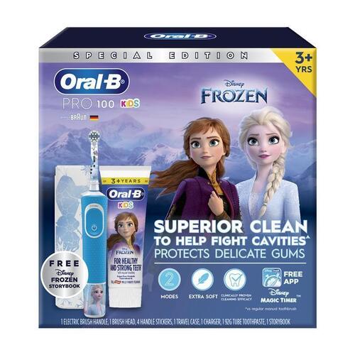 Oral B Power Toothbrush Pro 100 + Paste + Book Gift Pack Frozen 2023